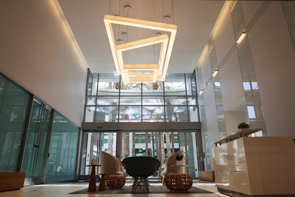 At America Center, layered lighting and clean integration come together to redefine the lobby experience, with our team delivering suspended fixtures, linear LEDs, and ceiling systems that bring clarity, balance, and consistency to the space.
